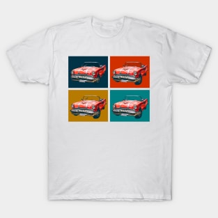 Classic Sixties Era Red Car Collage Vintage Auto Style Wheels T-Shirt